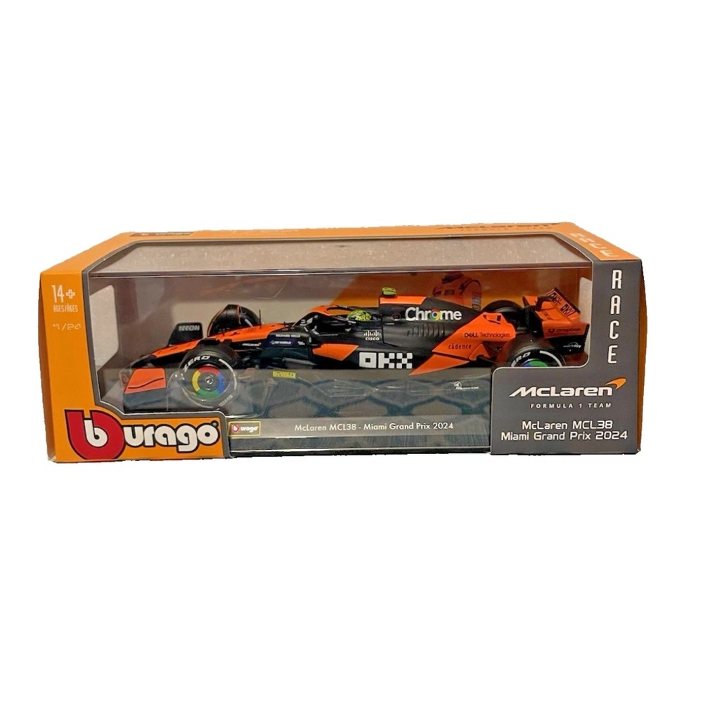 Bburago burago 1/24 scale f1 McClaren Lando Norris & ***Bonus Hotwheel car***